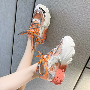 FTROCHB Spring Winter Runing Shoes Women's Stylish Add Cotton Platform Sole Sports Shoes Outdoor Women Sneakers Trend Lace Shoes