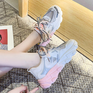FTROCHB Spring Winter Runing Shoes Women's Stylish Add Cotton Platform Sole Sports Shoes Outdoor Women Sneakers Trend Lace Shoes